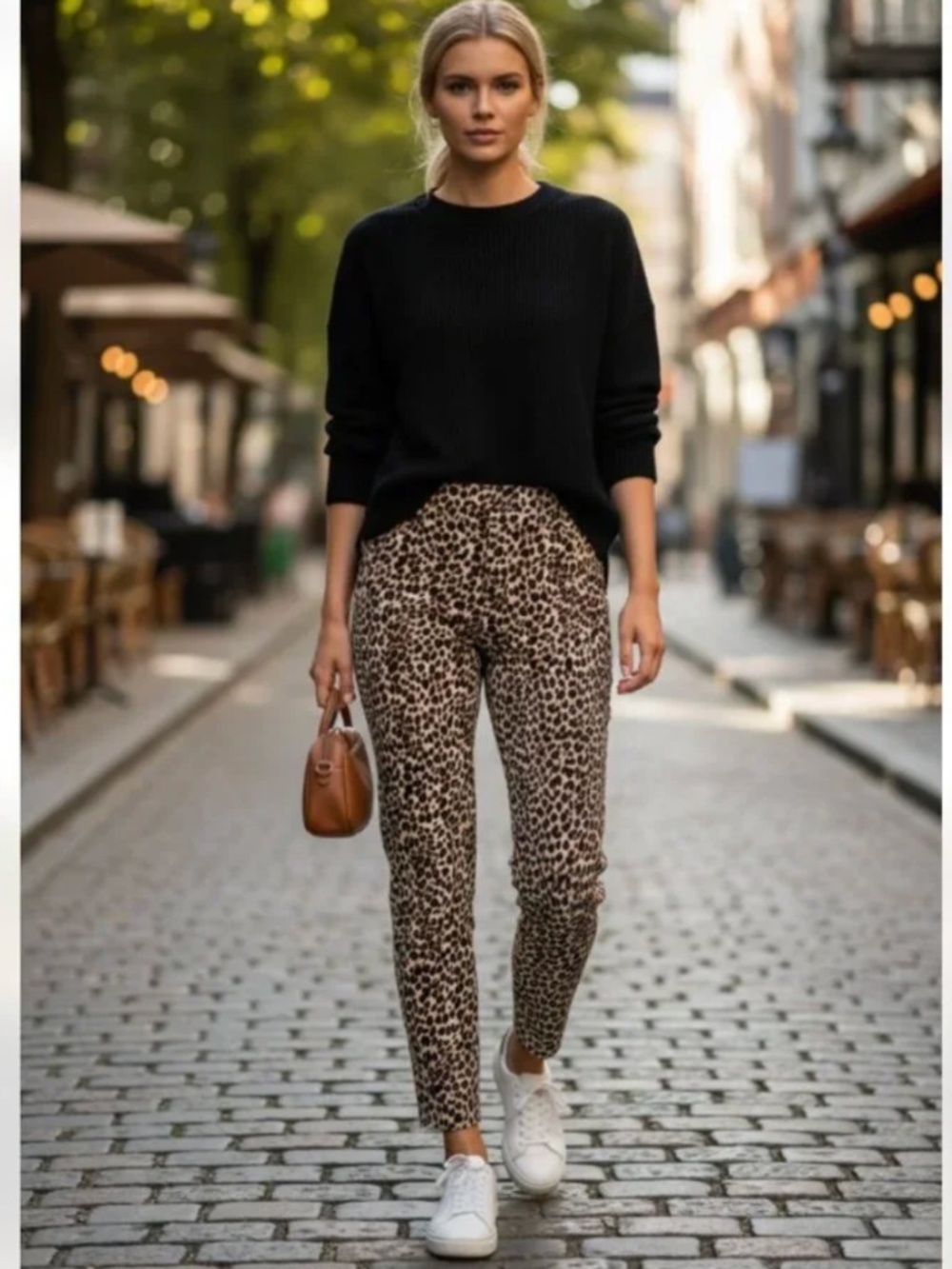 J. Crew Jamie Leopard Animal Print Stretch Waist Trousers Pant w/ Pockets Size 8